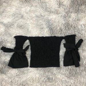 Off-the-shoulder Black Crop Top